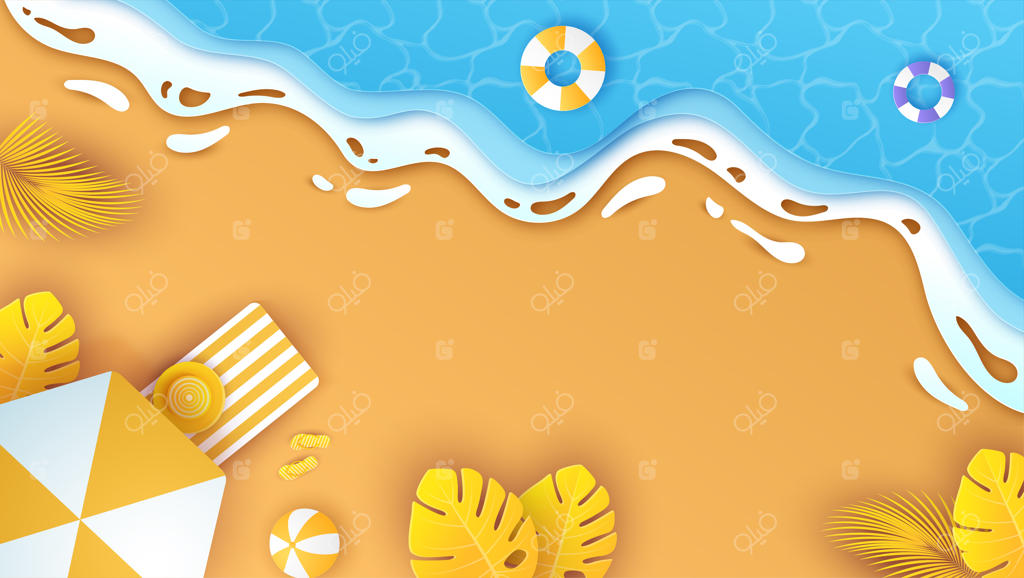 پس‌زمینه ساحلی تابستانی با استایل کاغذی