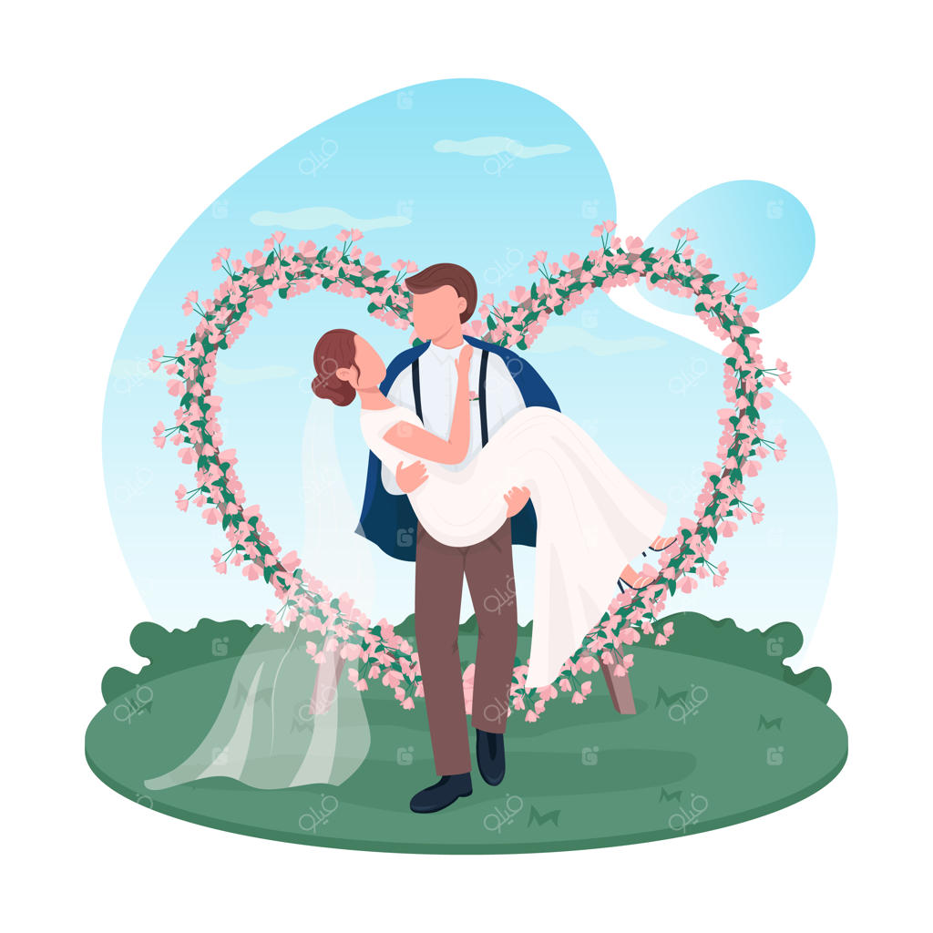 بنر وب دو بعدی زوج تازه عروس