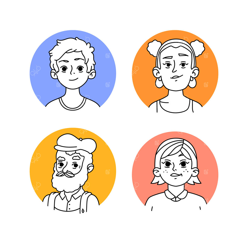 مجموعه‌ای از تصاویر آواتارهای شبکه‌های اجتماعی طراحی شده با دست