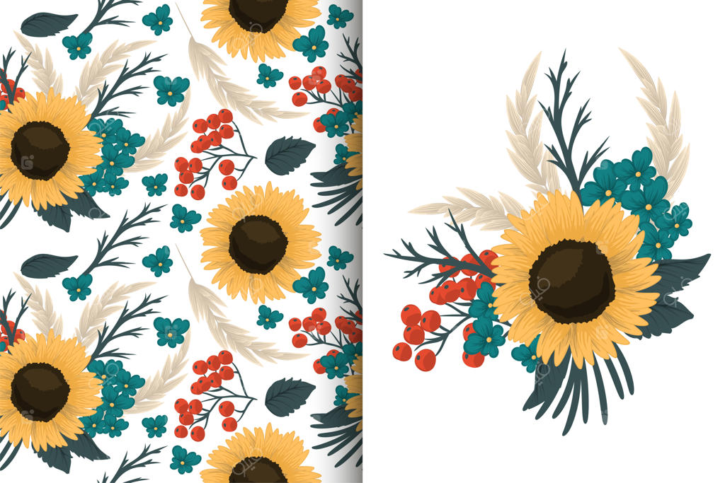 دسته گل با طرح گل‌دار بدون درز