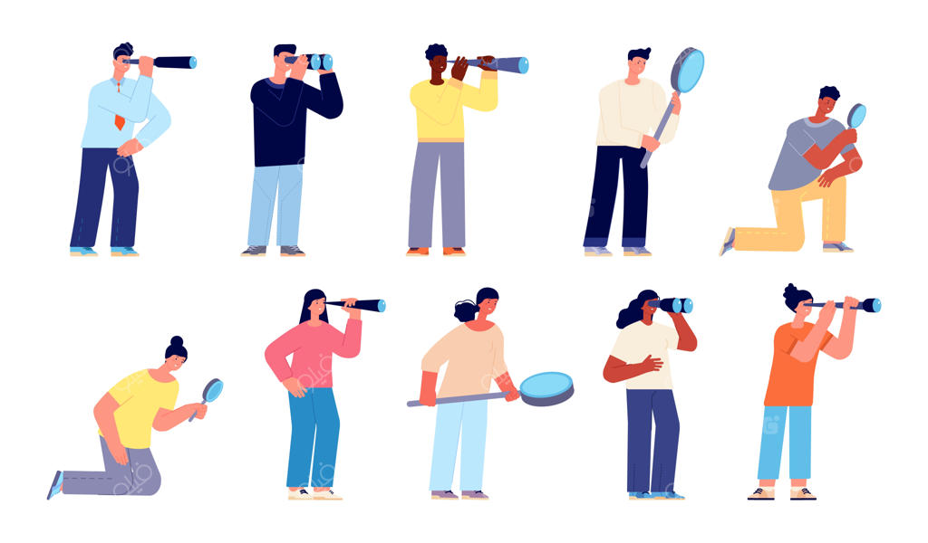 جستجوی شخصیت‌ها: تیم مدیریت دیدگاه کسب‌وکار و منابع انسانی در حال بررسی فرصت‌ها و کشف چشم‌اندازها با استفاده از دوربین دوچشمی