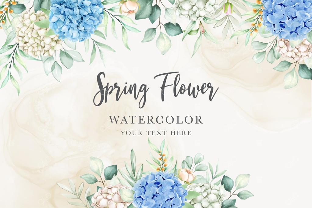 طراحی پس‌زمینه و قاب گل‌های هیدرانژیا زیبا