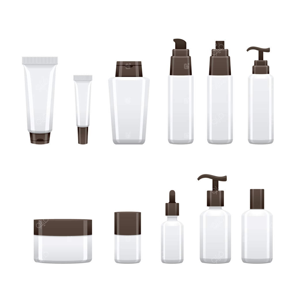 بسته‌بندی محصولات آرایشی، بطری زیبایی با بسته‌بندی سفید و ساده