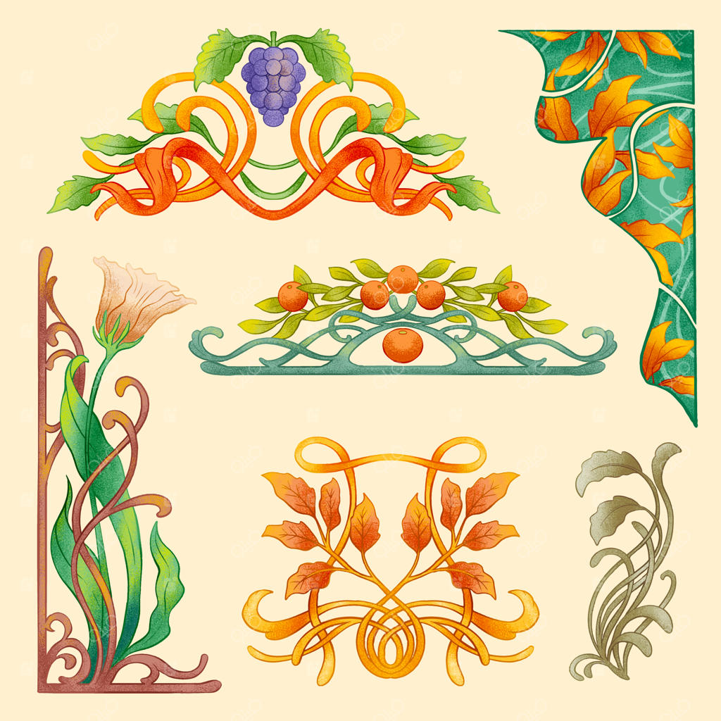 طراحی قاب آرت نوو با دست کشیده شده