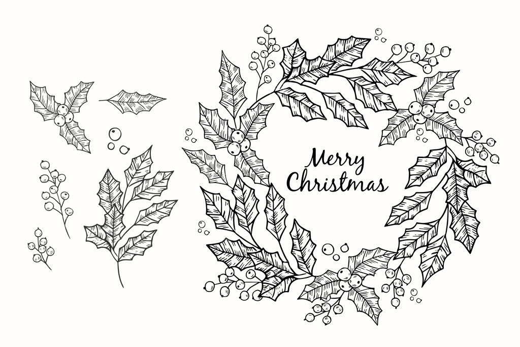 طرح دست‌کشیده تاج کریسمس