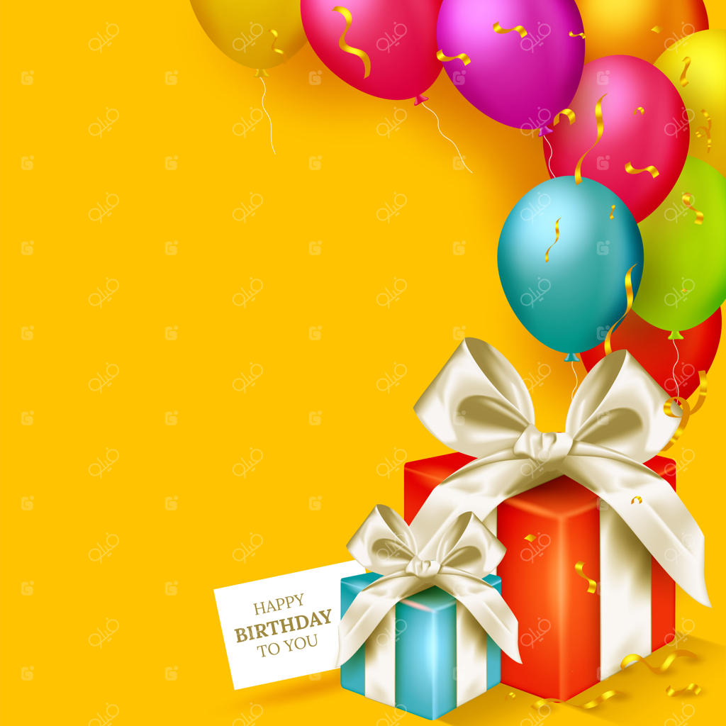 کارت تولد با بادکنک‌های رنگارنگ