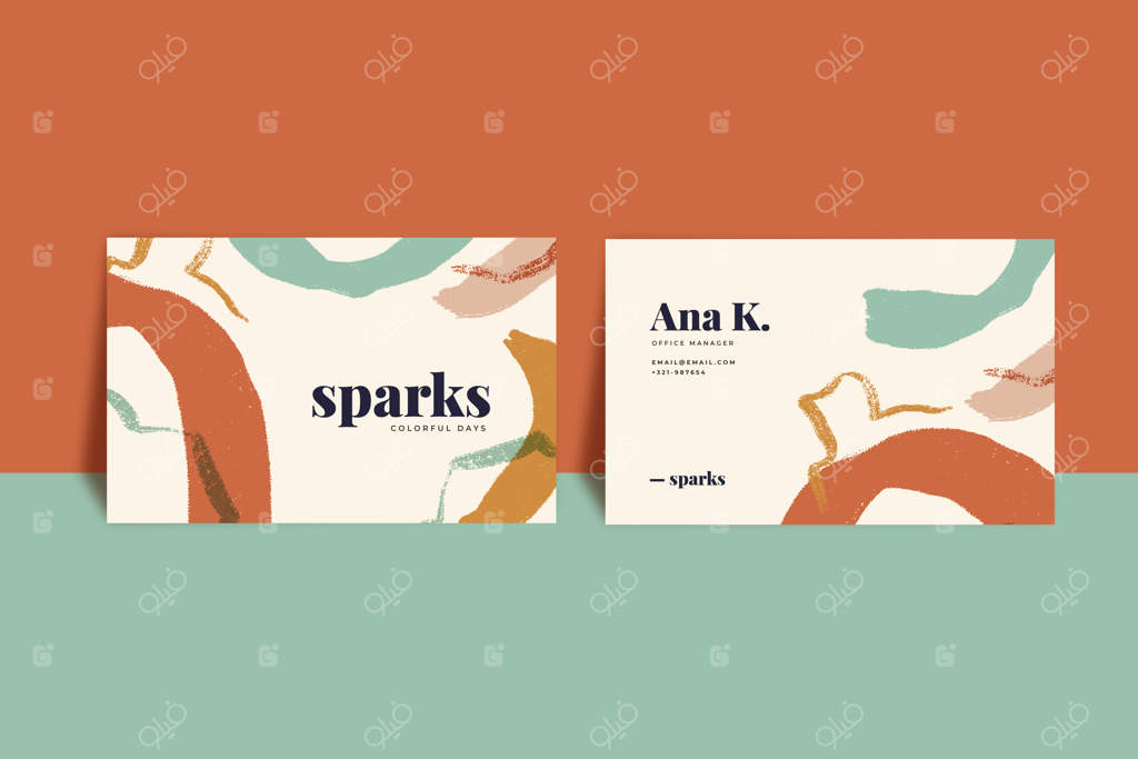 کارت ویزیت انتزاعی با طراحی دستی