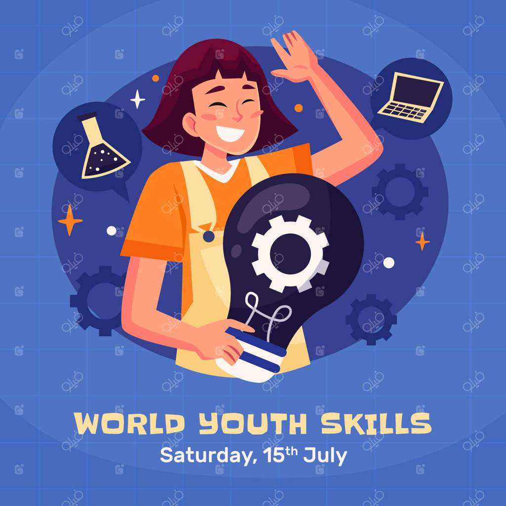 تصویرسازی مسطح برای جشن روز جهانی مهارت‌های جوانان
