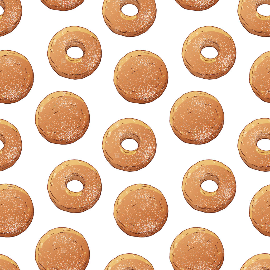 پترن دونات‌های تزیین‌شده با پودر قند.
