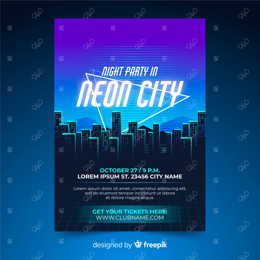 قالب پوستر موسیقی با حال و هوای آینده‌نگرانه و نوستالژیک