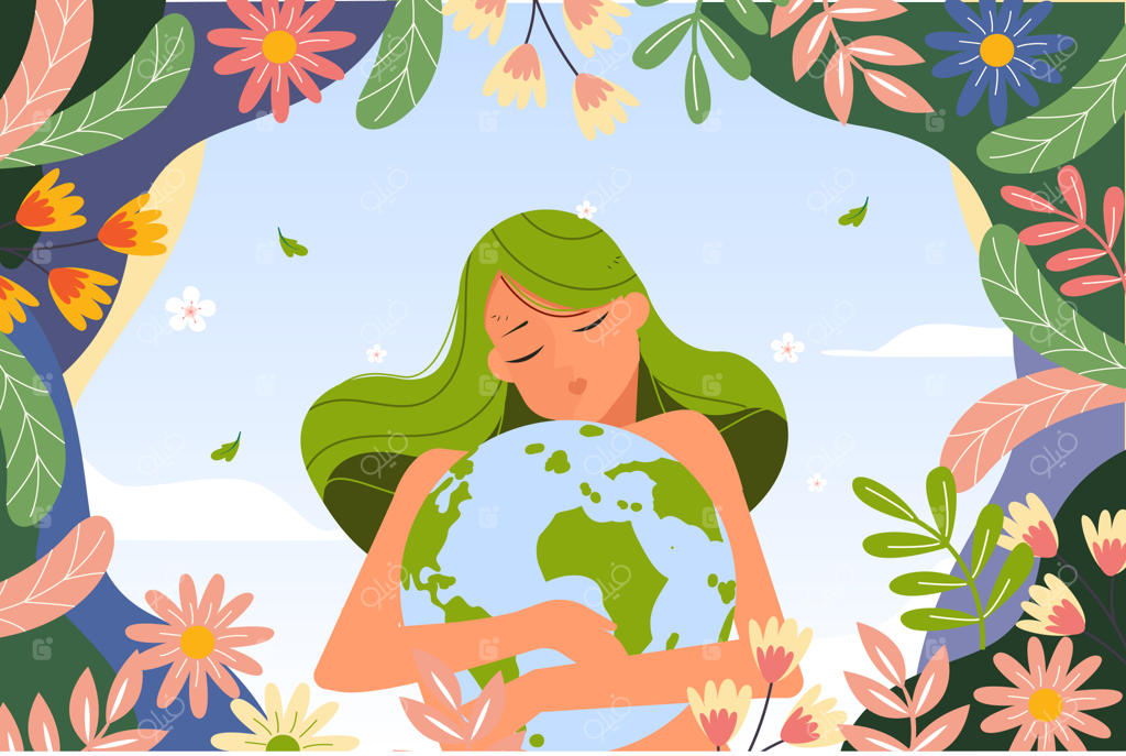 تصویرسازی وکتور دختری که دنیا را نجات می‌دهد