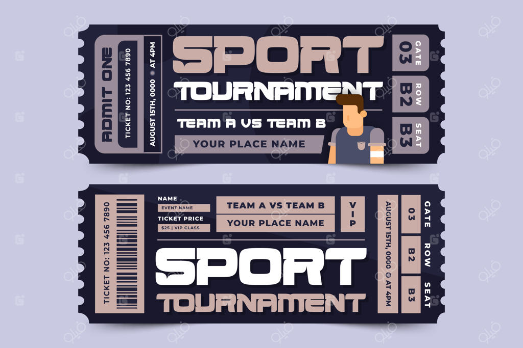 قالب طراحی بلیط رویداد ورزشی مسابقات فوتبال - به راحتی قابل تنظیم
