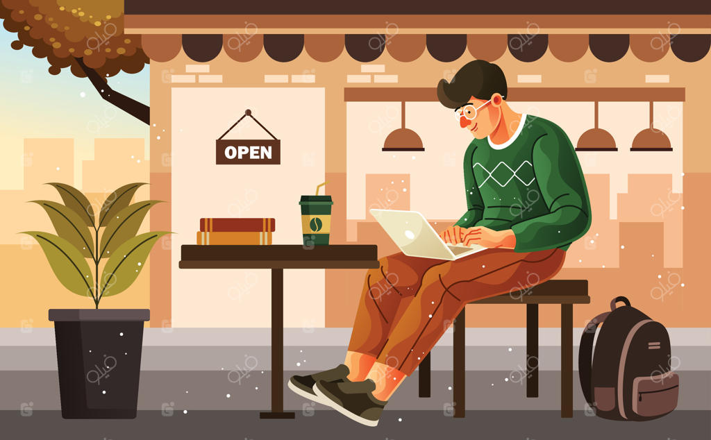 لذت بردن از کار از راه دور در کافه: یک تصویرسازی