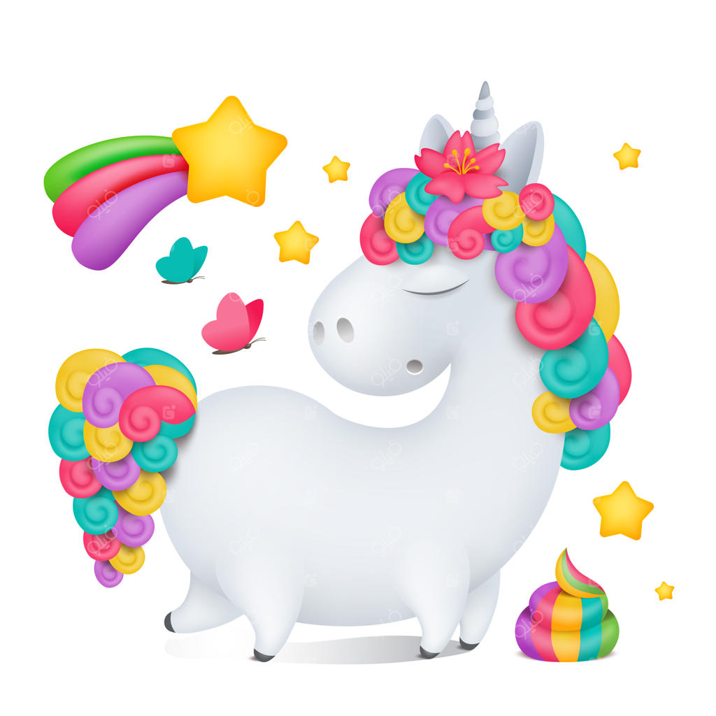 شخصیت کارتونی بامزه‌ی تک‌شاخ با مدفوع رنگین‌کمانی!