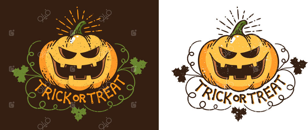 لوگوی کدوی هالووین - طرح چاپی وینتیج