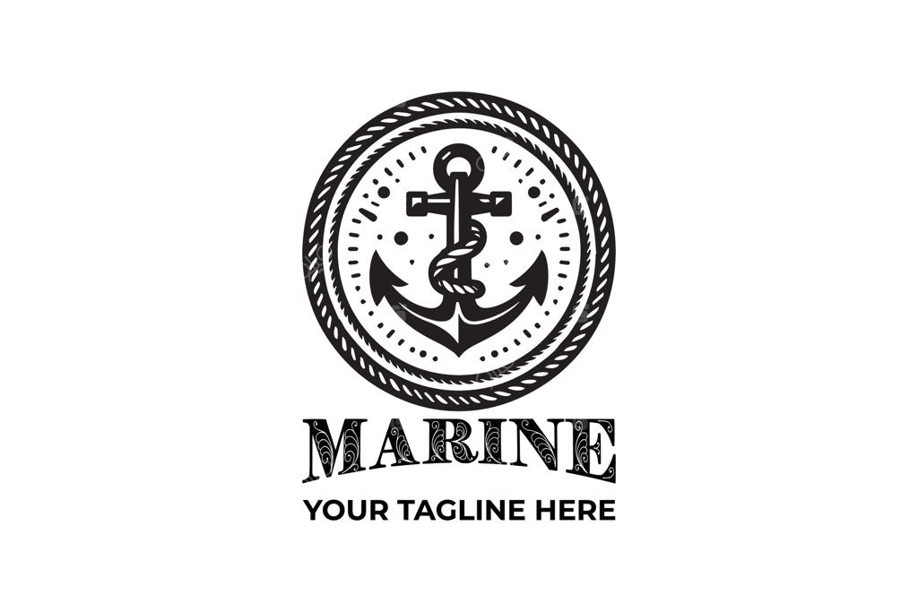 لوگوی لنگر دریایی کلاسیک به سبک تک‌رنگ