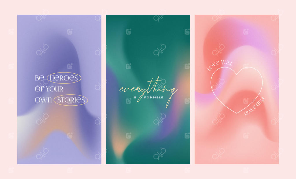 مجموعه قالب استوری با طرح گرادینت و هنری برای نقل‌قول