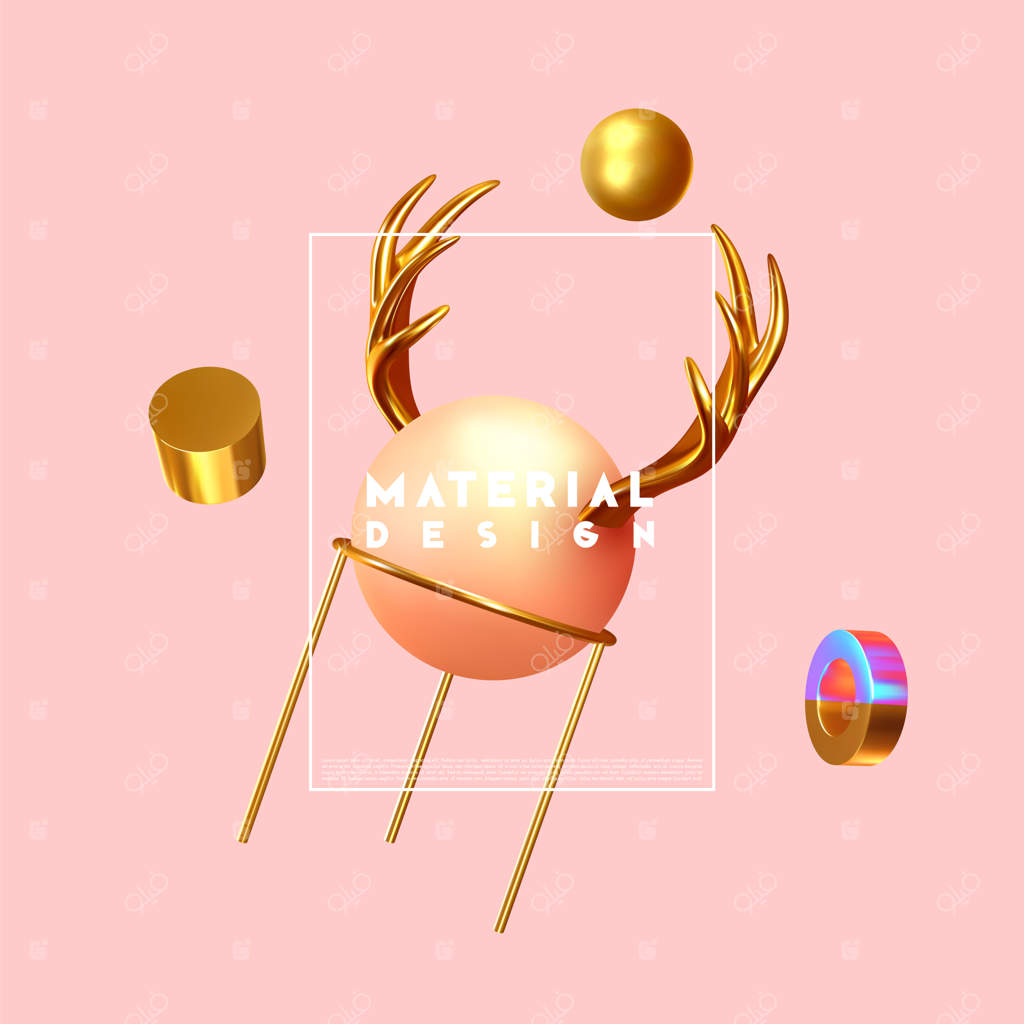 پس‌زمینه‌ای آشفته با اشیاء سه‌بعدی. اشکال هندسی واقع‌گرا. طراحی شلوغ.