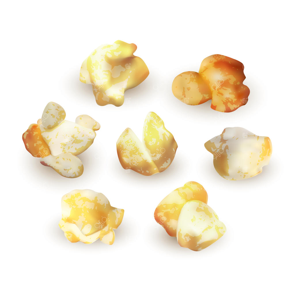 مجموعه پاپ‌کورن در پس‌زمینه سفید، تصویرسازی