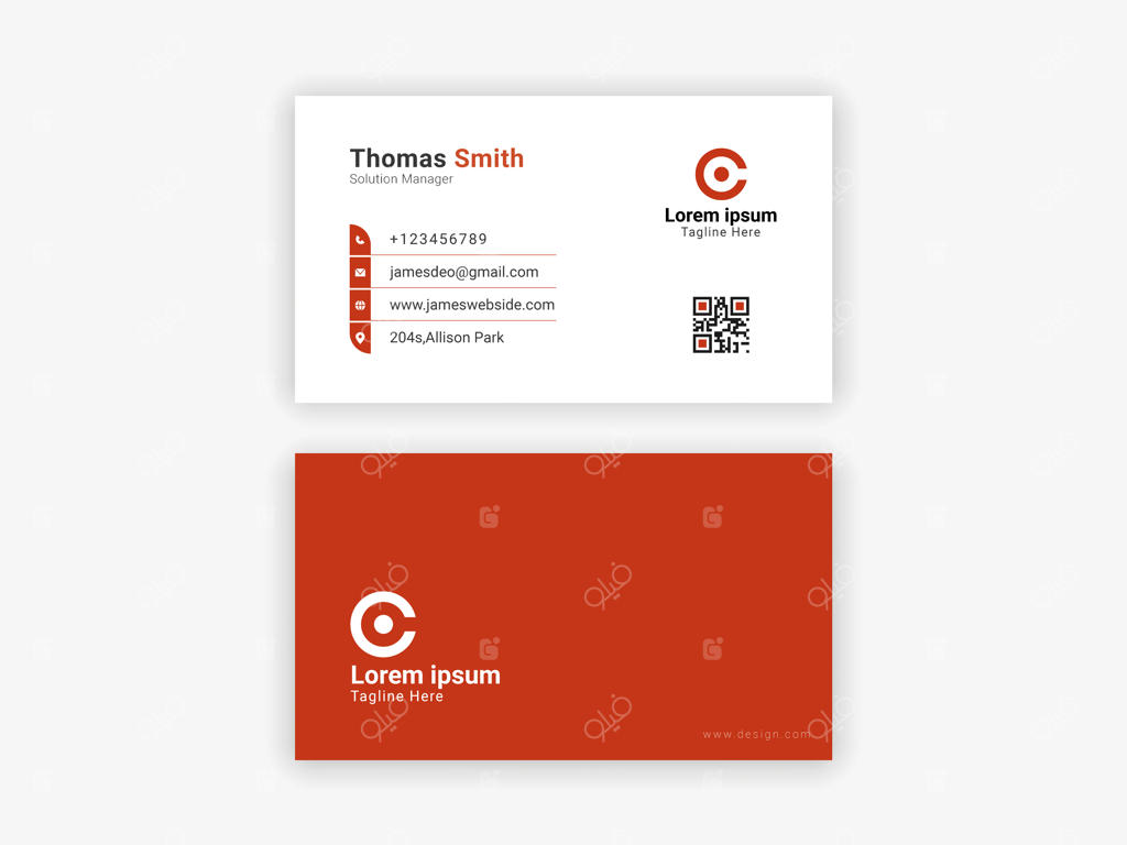 کارت ویزیت با برچسب قرمز و نوشته Bobs