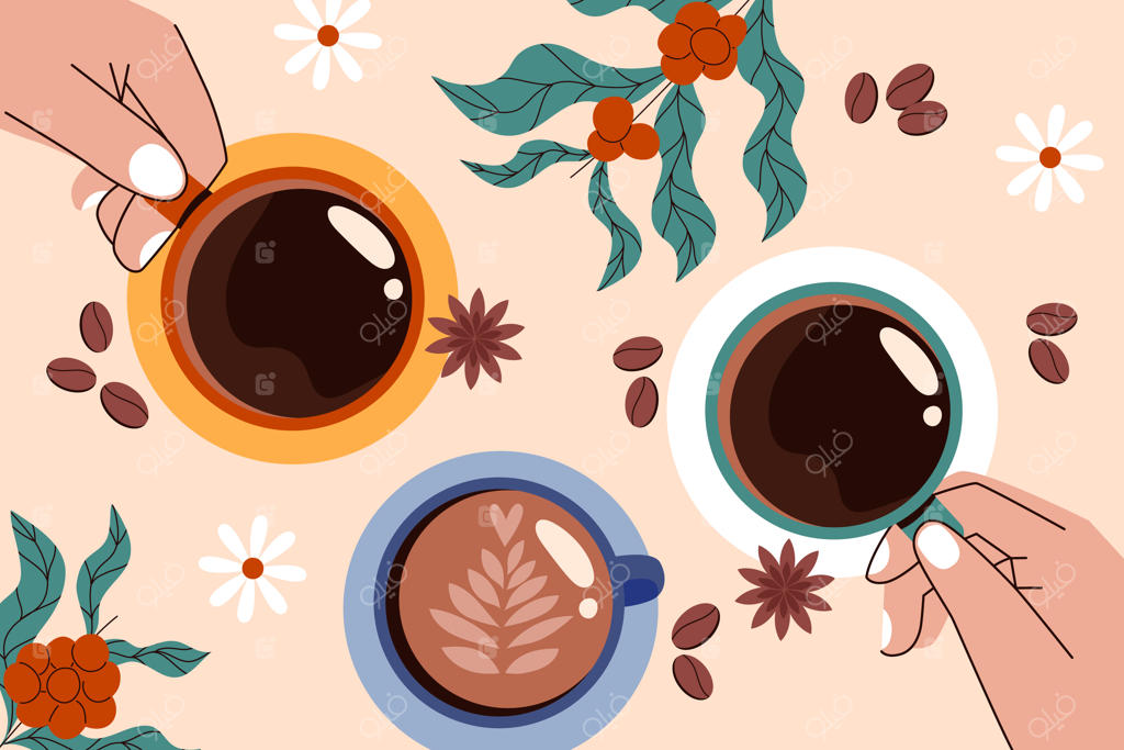 تصویرسازی تخت برای جشن روز جهانی قهوه