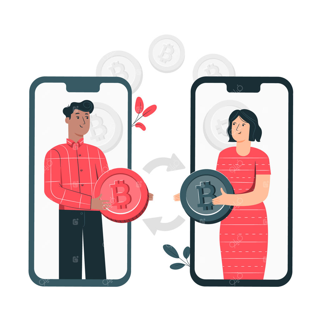 تصویرسازی مفهوم همتا به همتای بیت‌کوین