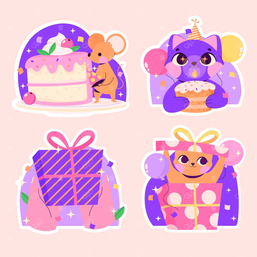 مجموعه استیکرهای تولد ساده