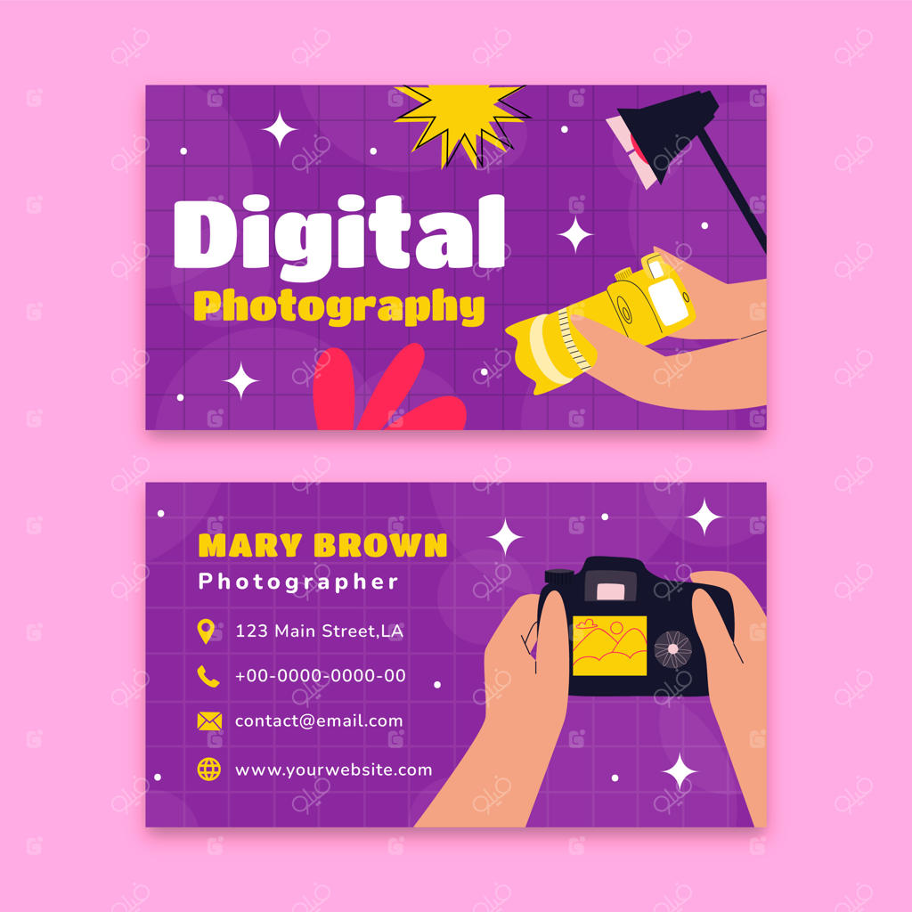 قالب کارت ویزیت افقی برای عکاسان حرفه‌ای