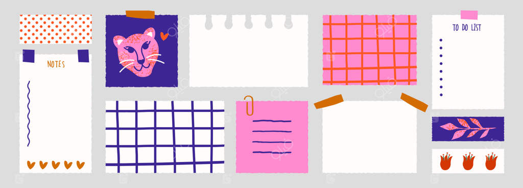 تصویرسازی از یادداشت‌های کاغذی با استیکرها. یادآوری‌های دستی، لیست کارها، برنامه‌ریز، زمان‌بندی.
