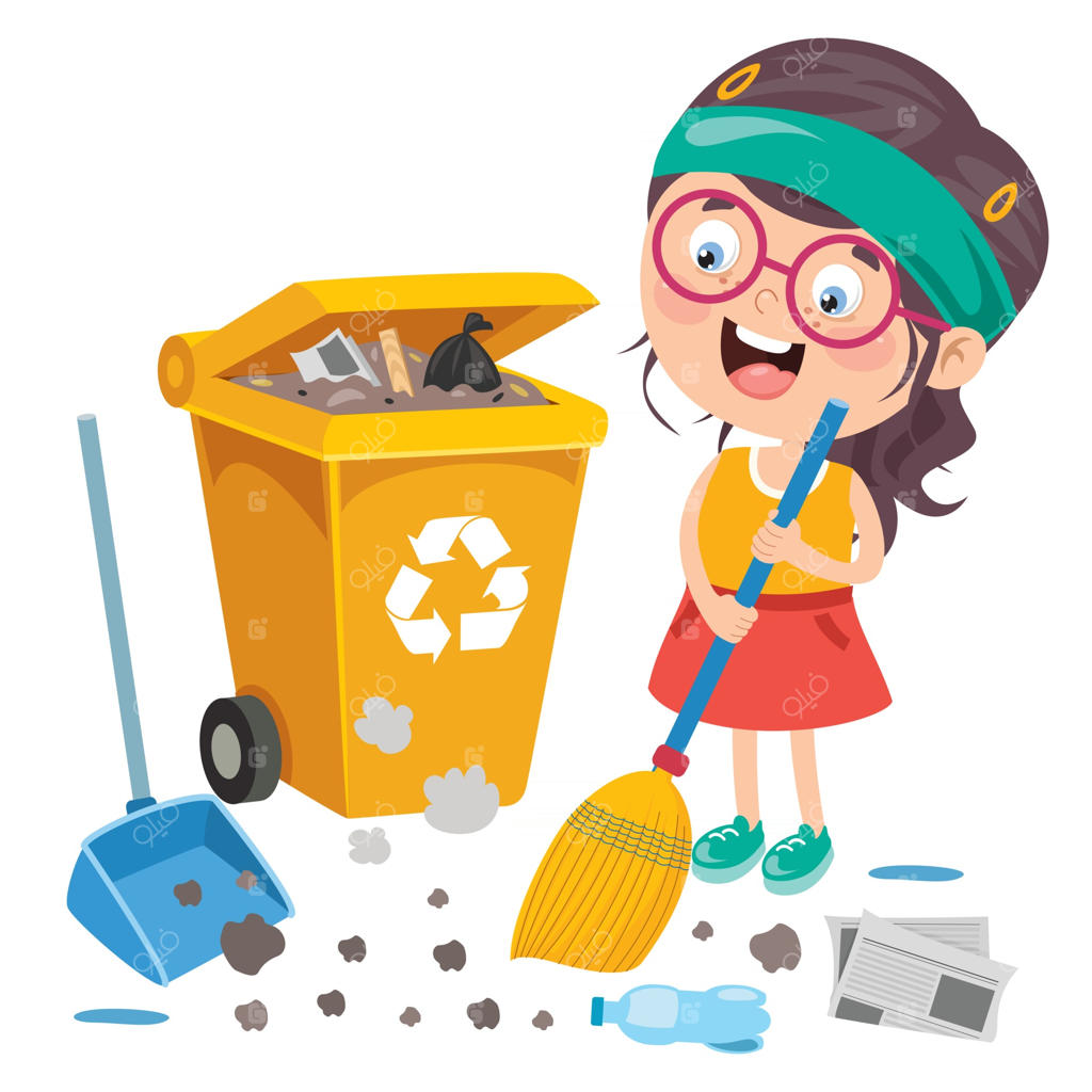 کودک بامزه در حال پاکسازی محیط زیست