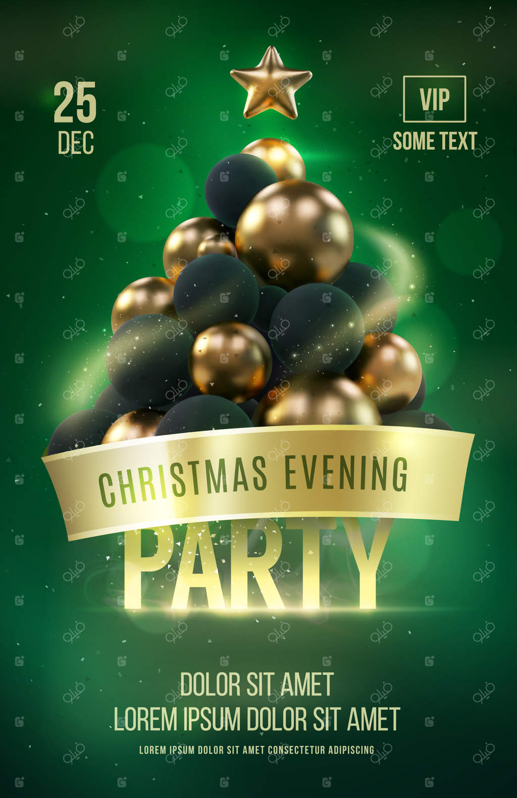 قالب پوستر جشن کریسمس با درخت طلایی کریسمس