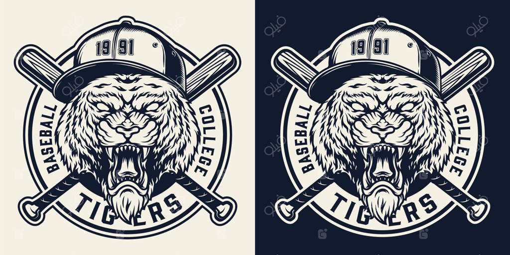 لوگوی کلاسیک تک‌رنگ تیم بیسبال