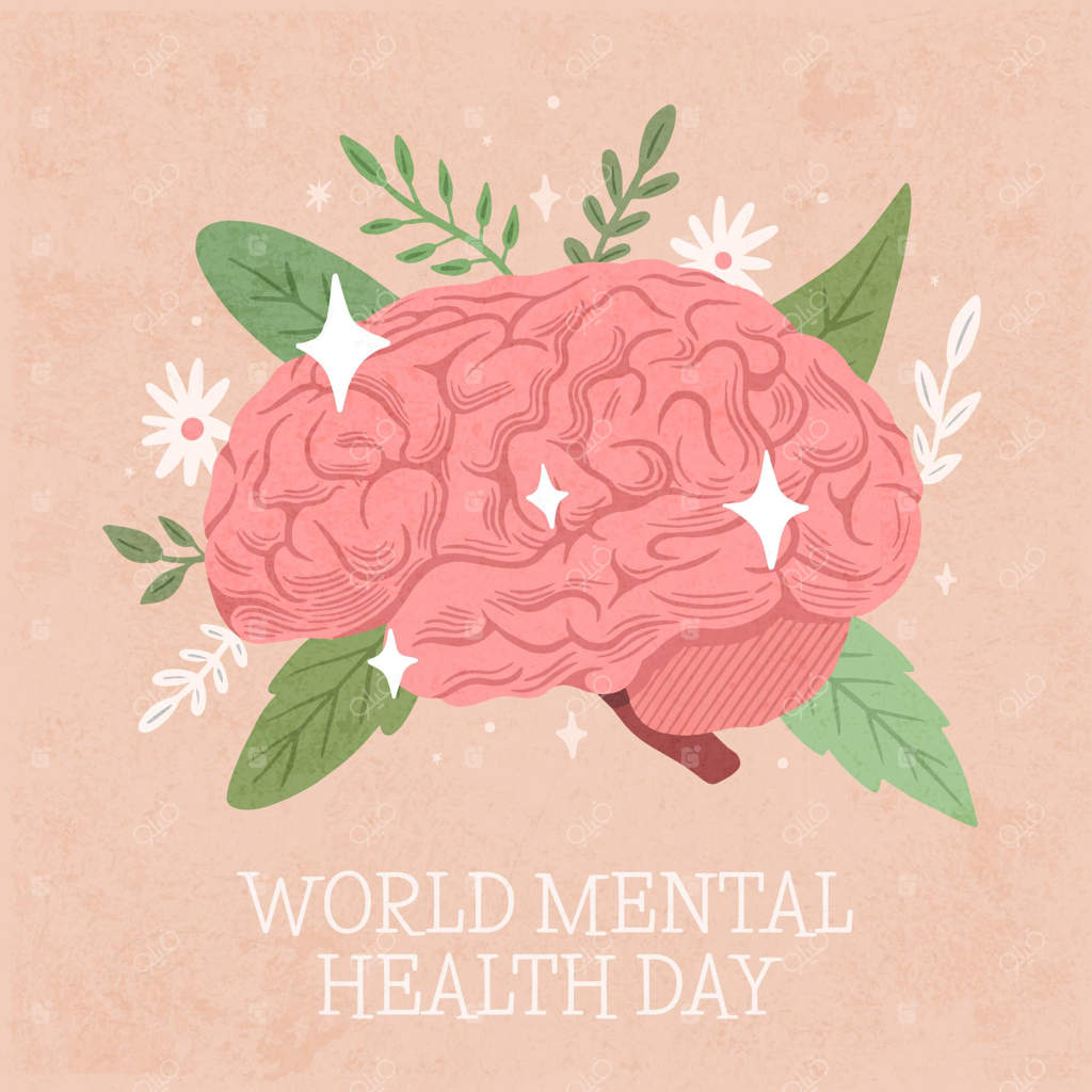 طرح مفهومی روز جهانی بهداشت روان دستی کشیده شده