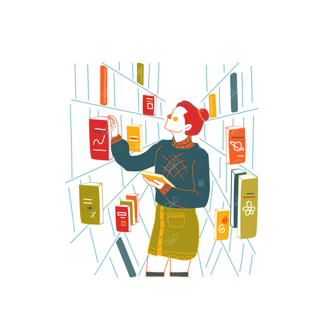 دختری که کتابی در کتابخانه پیدا می‌کند