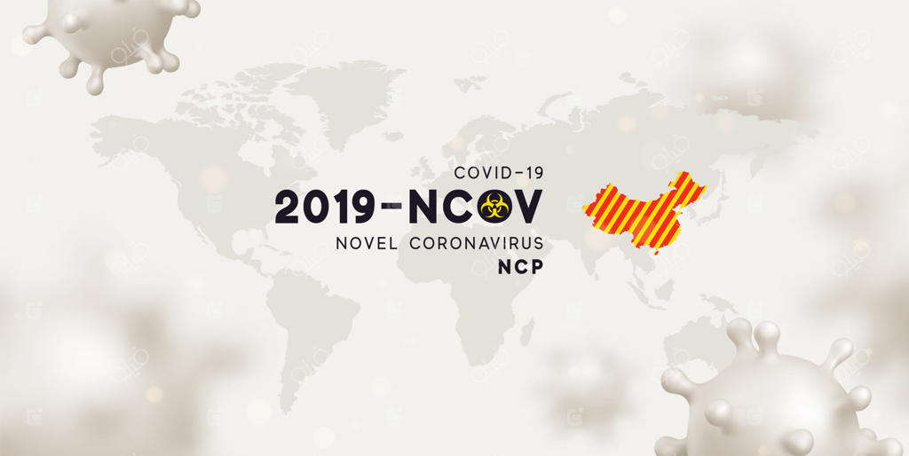 ویروس کروناوی جدید (2019-ncov). پاتوژن تنفسی کروناویروس 2019-ncov منشأ گرفته از ووهان، چین، با نقشه اطلاعاتی آسیا و چین. ویروس کووید 19-ncp. ncov، ویروسی با RNA تک‌رشته‌ای.