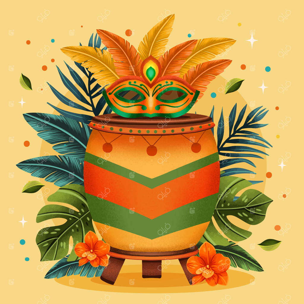 تصویرسازی کارناوال برزیلی با آبرنگ