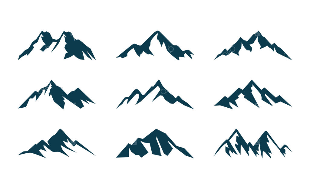 مجموعه لوگو و نماد سیلوئت کوه برفی
