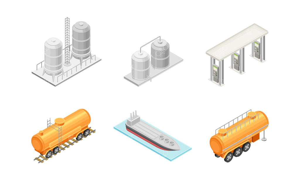 مجموعه ایزومتریک فرآیند صنعتی پالایشگاه نفت و تولید نفت خام