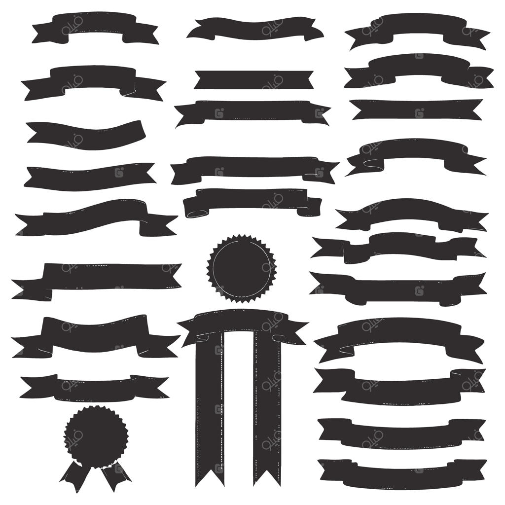 مجموعه بنرهای روبانی سیاه طرح سایه‌نما