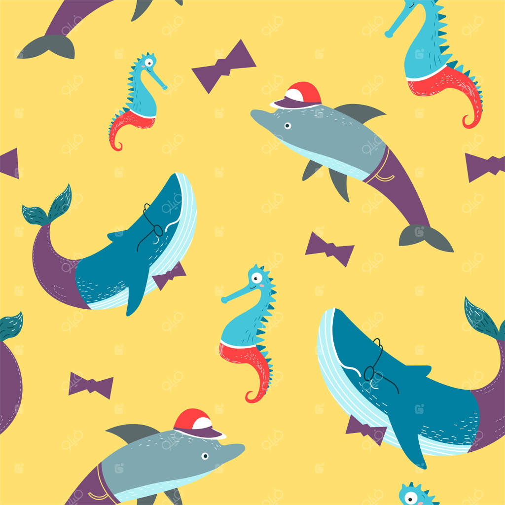 چاپ الگوهای حیوانات دریایی و زندگی زیر آب