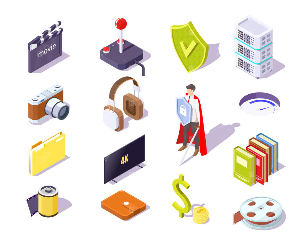 مفهوم حفاظت از داده‌ها با سپر و نمادهای امنیت اطلاعات - تصویر سازی وکتور