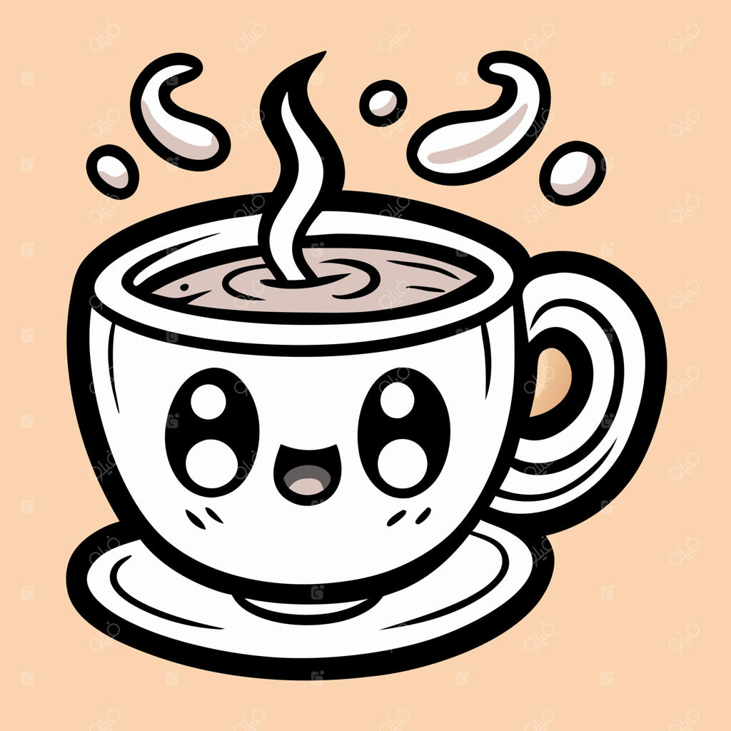 تصویر بامزه فنجان قهوه کارتونی