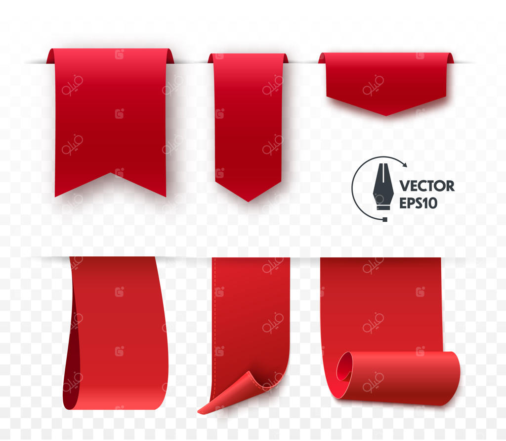 مجموعه‌ای از روبان‌های گوشه‌ای وکتور بدون طرح.