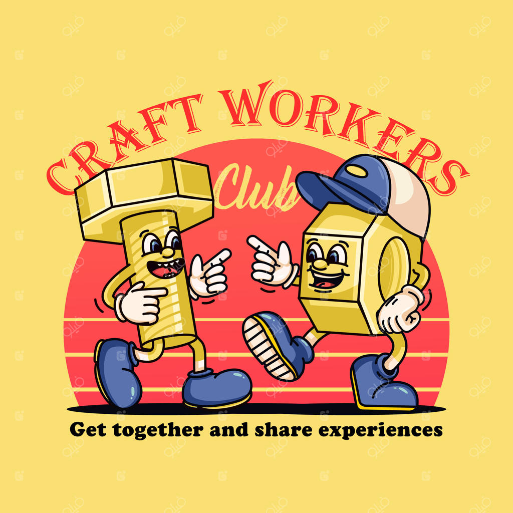 گفتگوی صمیمانه پیچ و مهره‌ها، شخصیت‌های نمادین نوستالژیک. مناسب برای لوگوها، نمادها، تی‌شرت‌ها، برچسب‌ها و پوسترها.