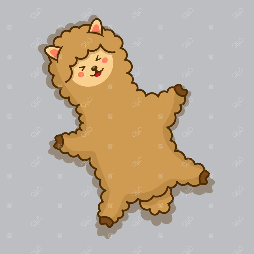 وکتور کارتونی بامزه حیوان آلپاکا و لامای خوشحال به سبک کاوایی
