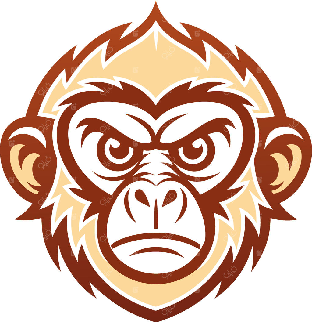 تصویرسازی سر گوریل با طراحی جسورانه و چهره‌ای رسا برای پروژه‌های طراحی گرافیک