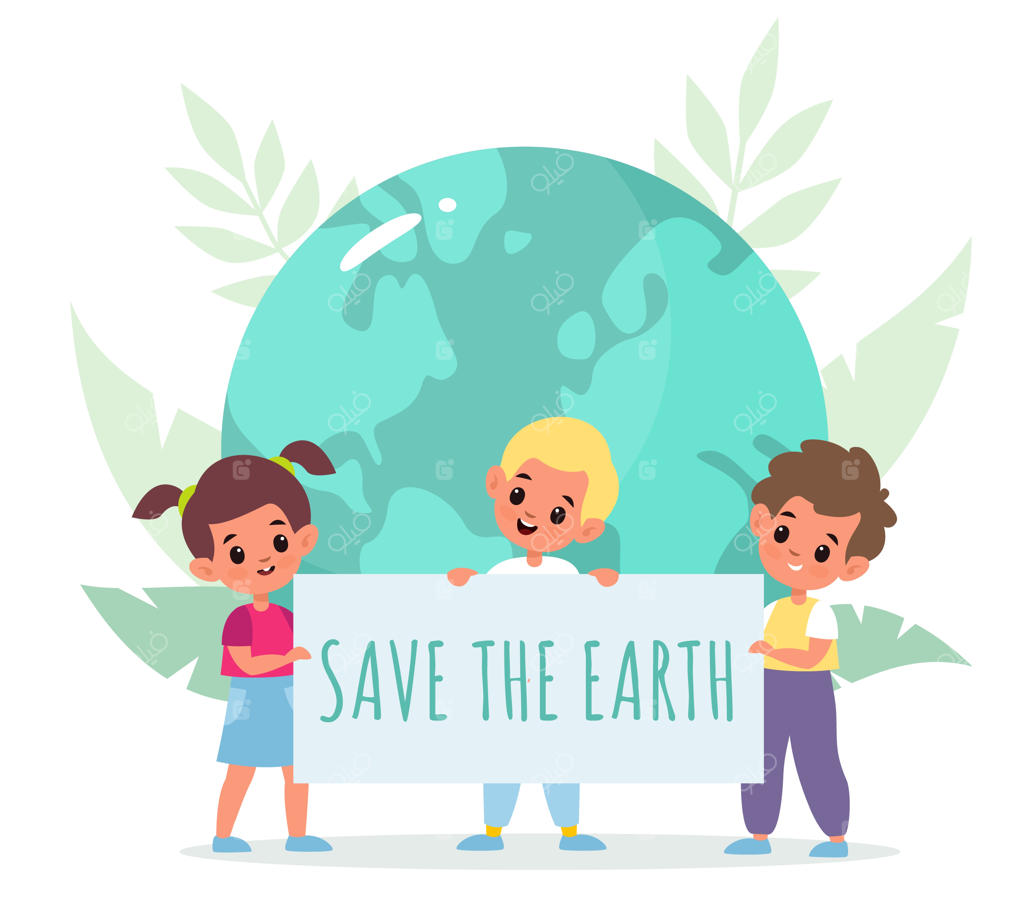 نجات سیاره: کودکان کارتونی با پلاکارد - پسران و دختران بامزه مراقب زمین و طبیعت هستند. فعالان جوان محیط زیست کودکان با بنر در تظاهرات - حفاظت از محیط زیست و اکولوژی وکتور