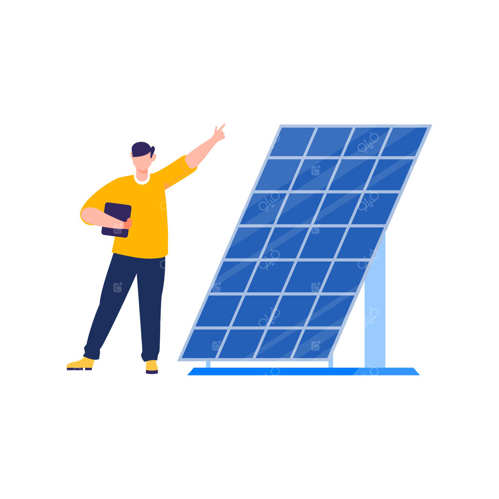 پسربچه در حال نشان دادن صفحه خورشیدی