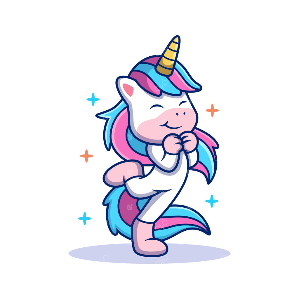 تک‌شاخ کارتونی با ژست بامزه