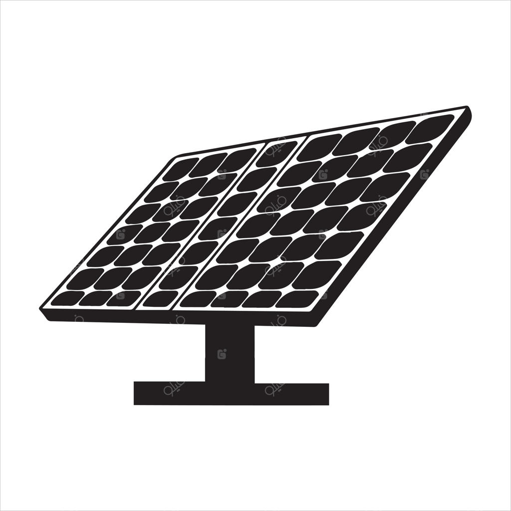 سیلوئت پانل خورشیدی بر روی پس‌زمینه سفید